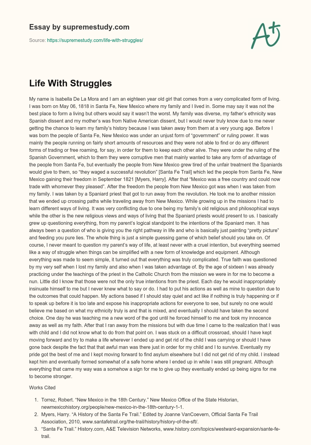 Life With Struggles essay