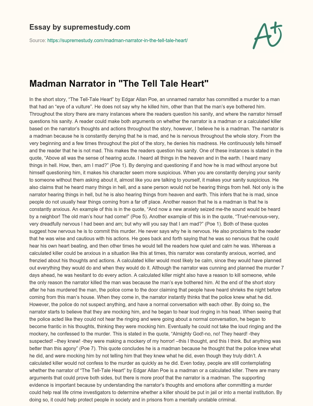 madman-narrator-in-the-tell-tale-heart-free-essay-example-884