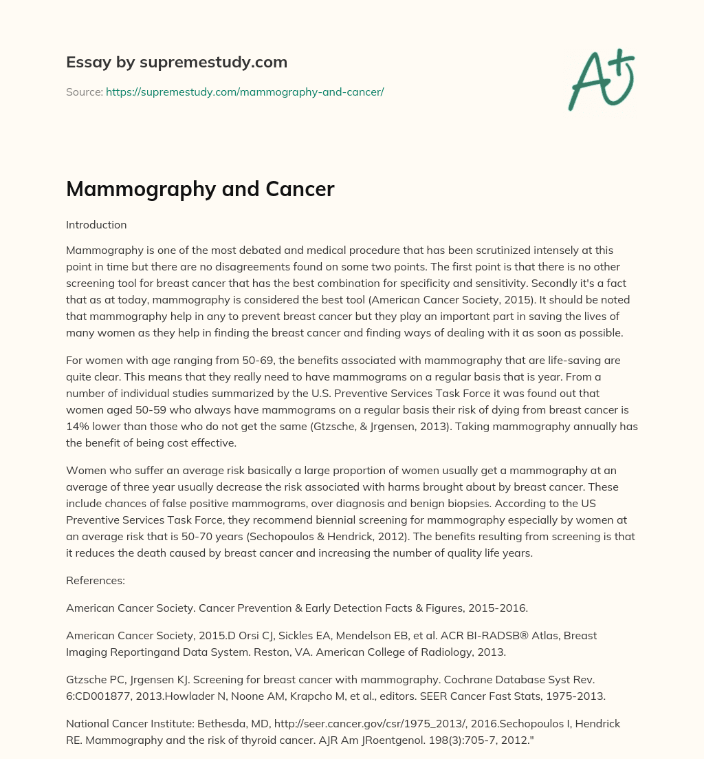 Mammography and Cancer essay