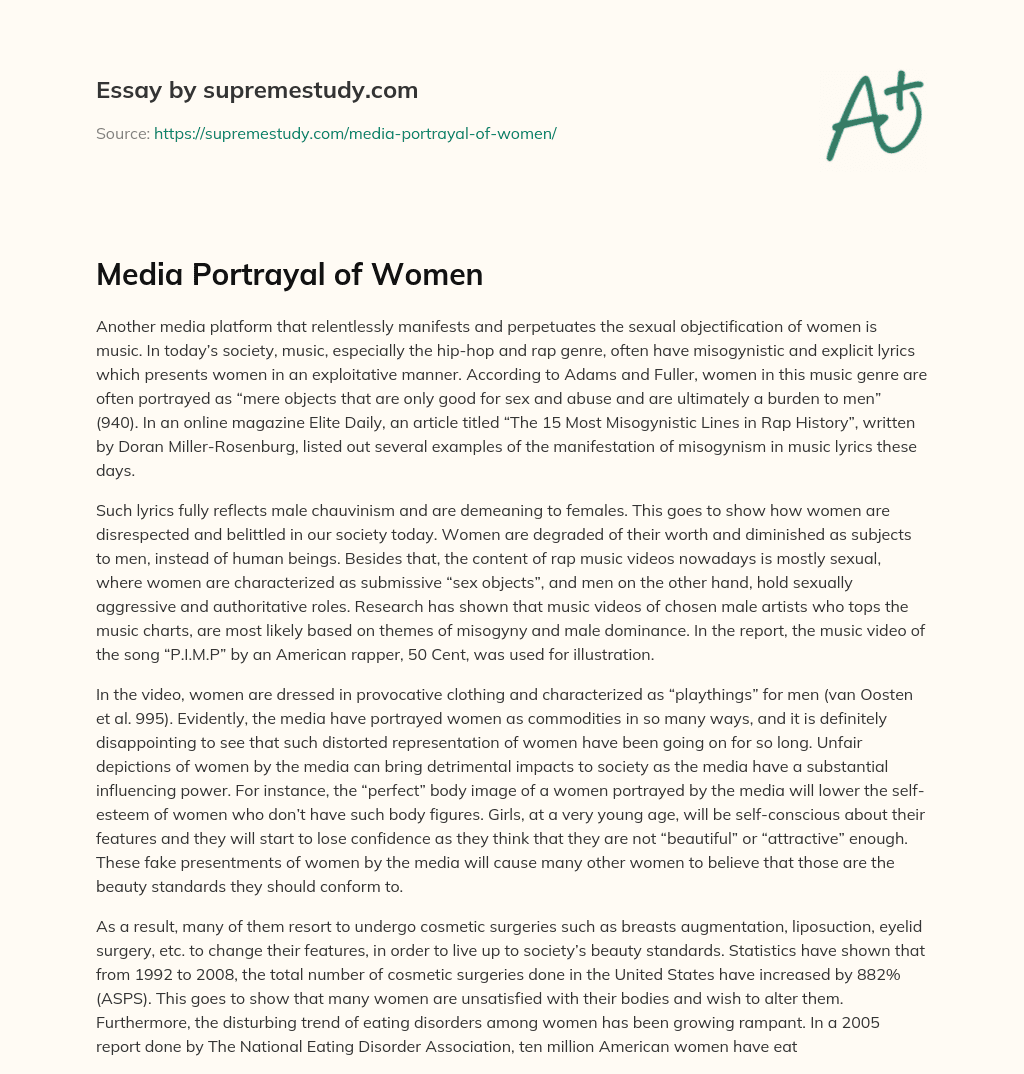 Media Portrayal of Women essay