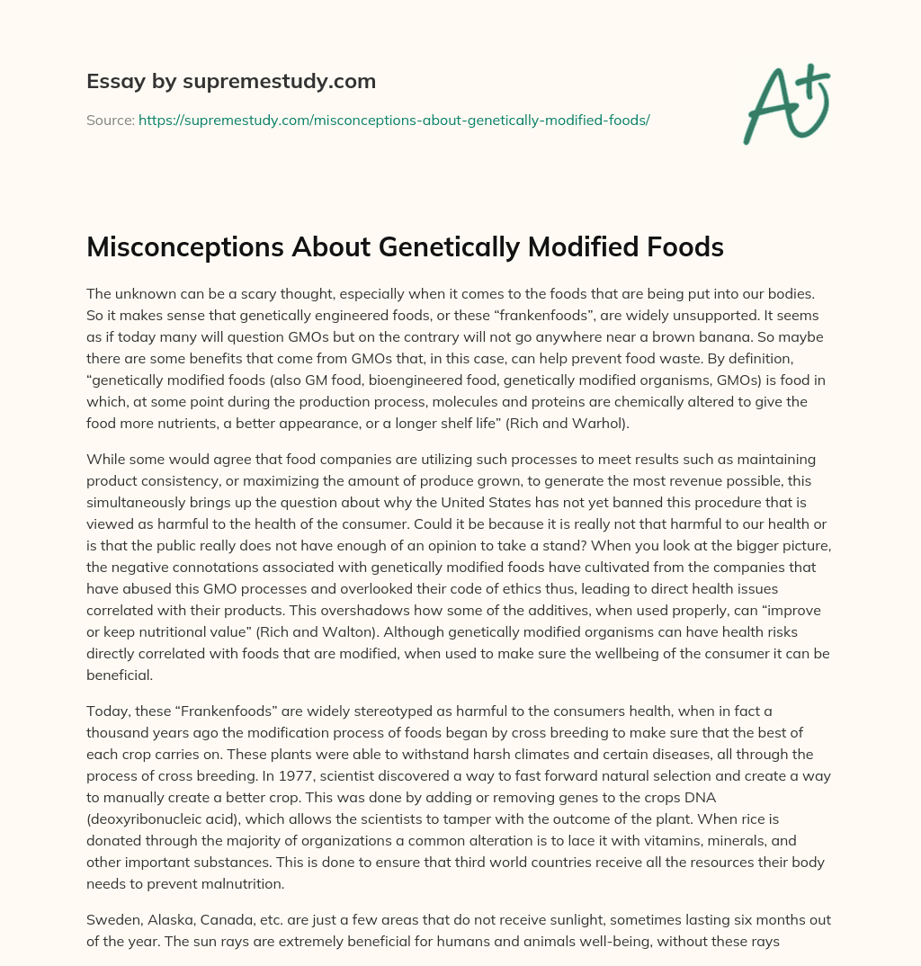 Misconceptions About Genetically Modified Foods essay