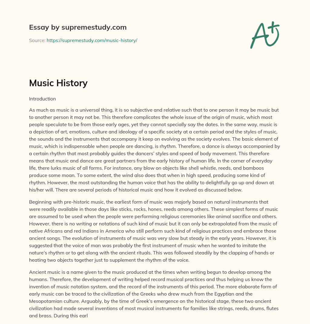 Music History essay