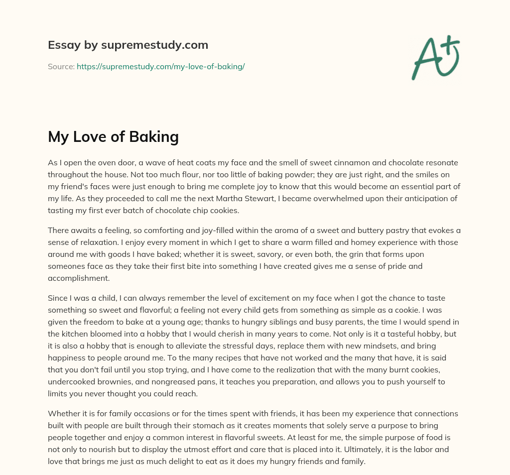 My Love of Baking essay