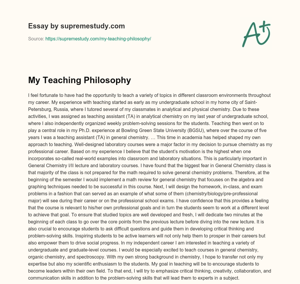 My Teaching Philosophy essay