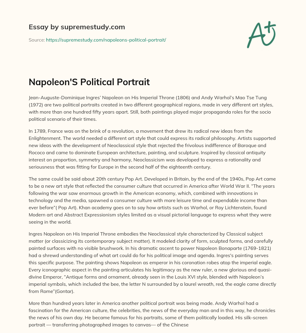 Napoleon’S Political Portrait essay