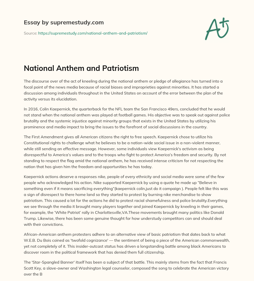 National Anthem and Patriotism essay