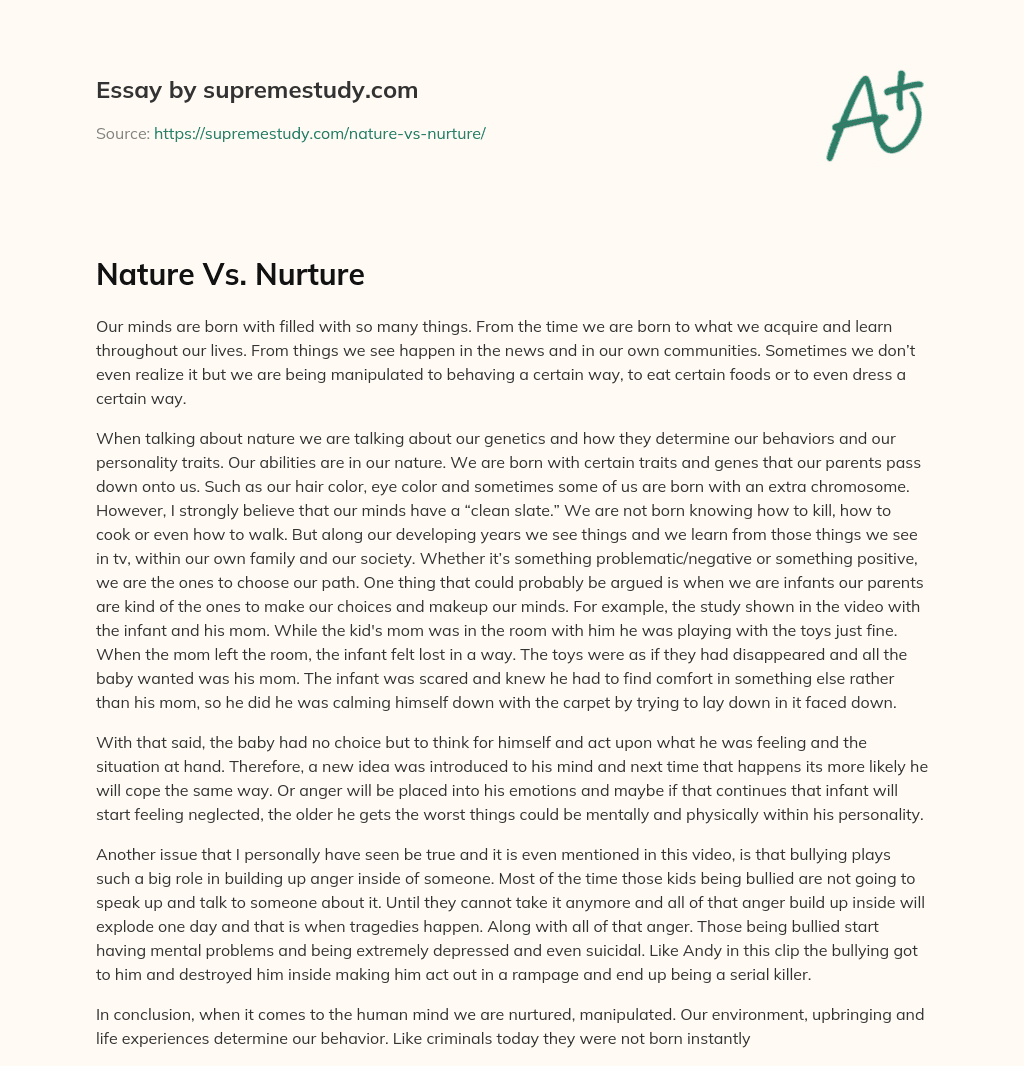 Nature Vs. Nurture essay