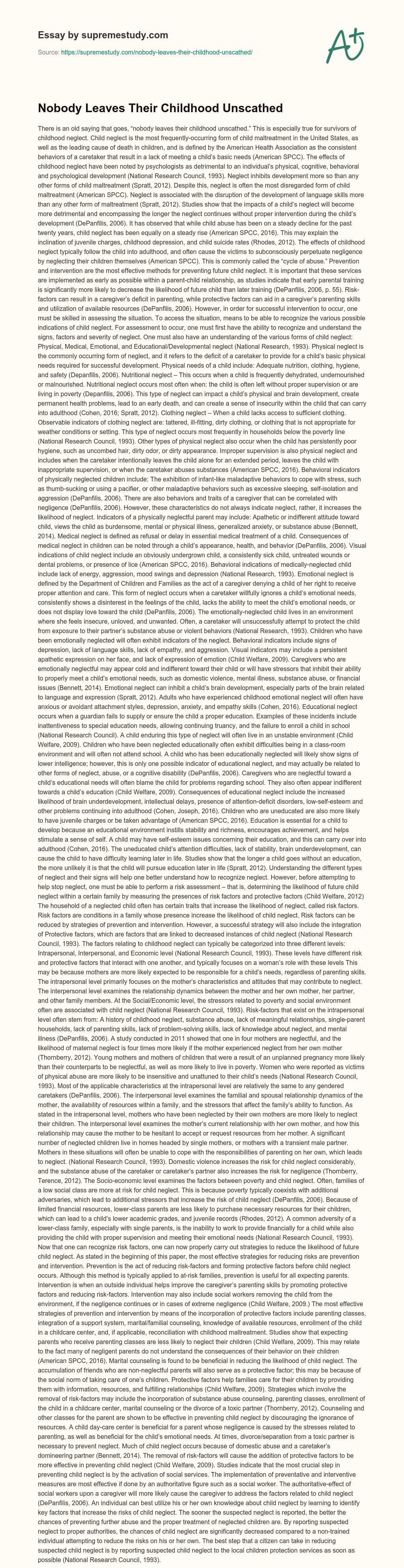 Nobody Leaves Their Childhood Unscathed essay