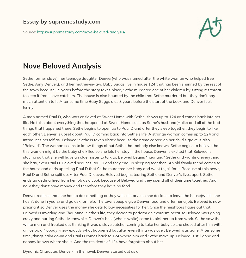 Nove Beloved Analysis essay
