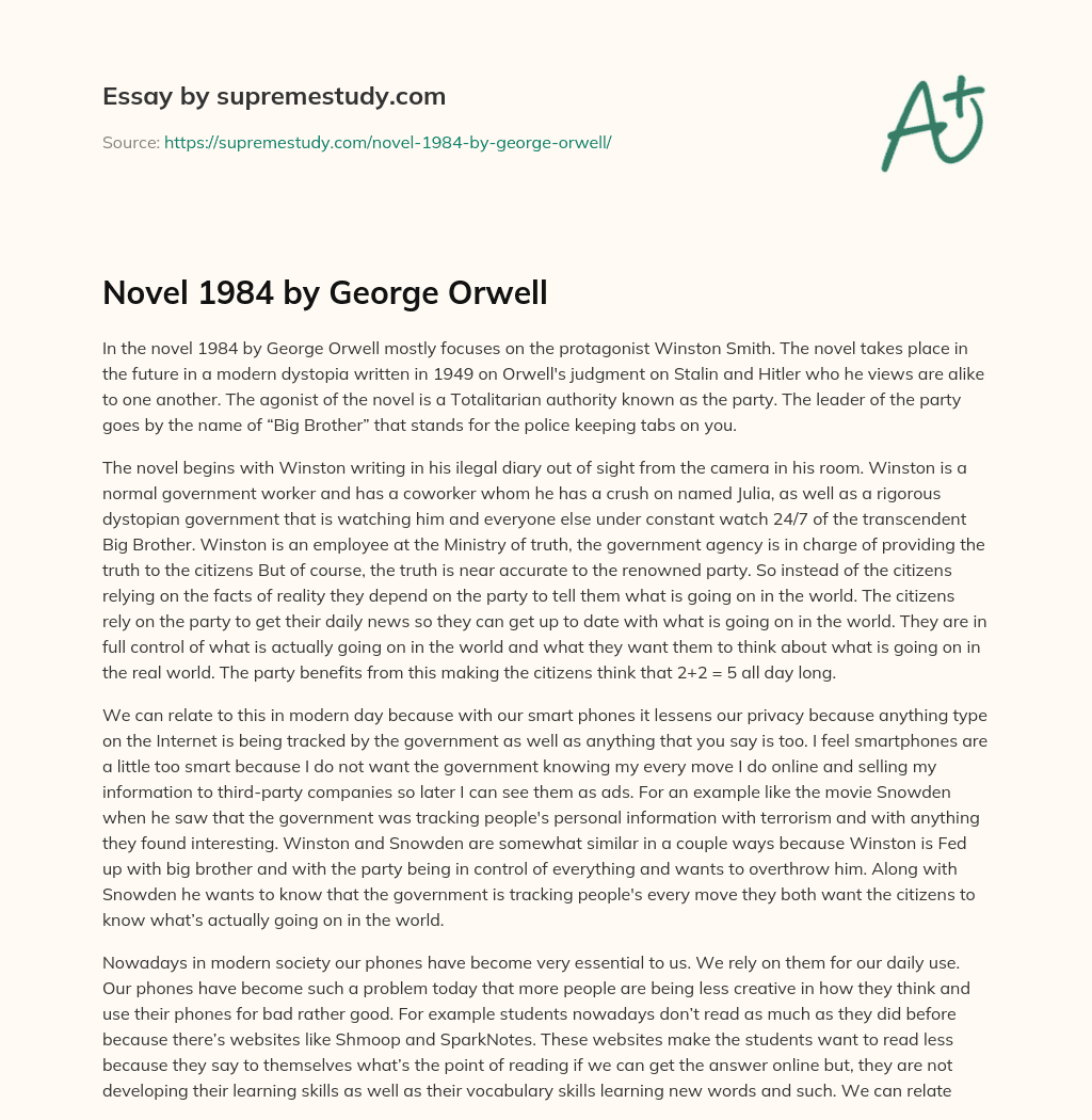 Novel 1984 by George Orwell essay