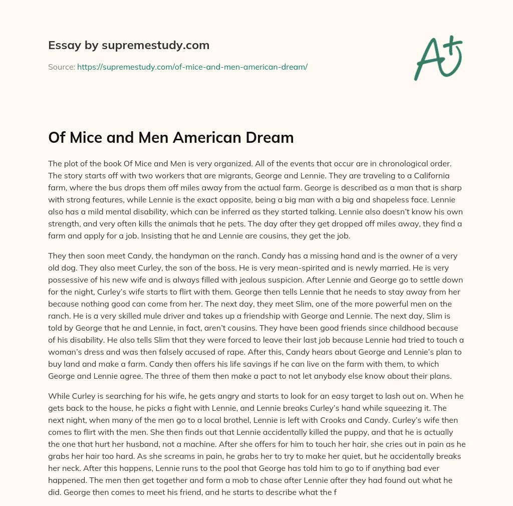 Of Mice and Men American Dream essay