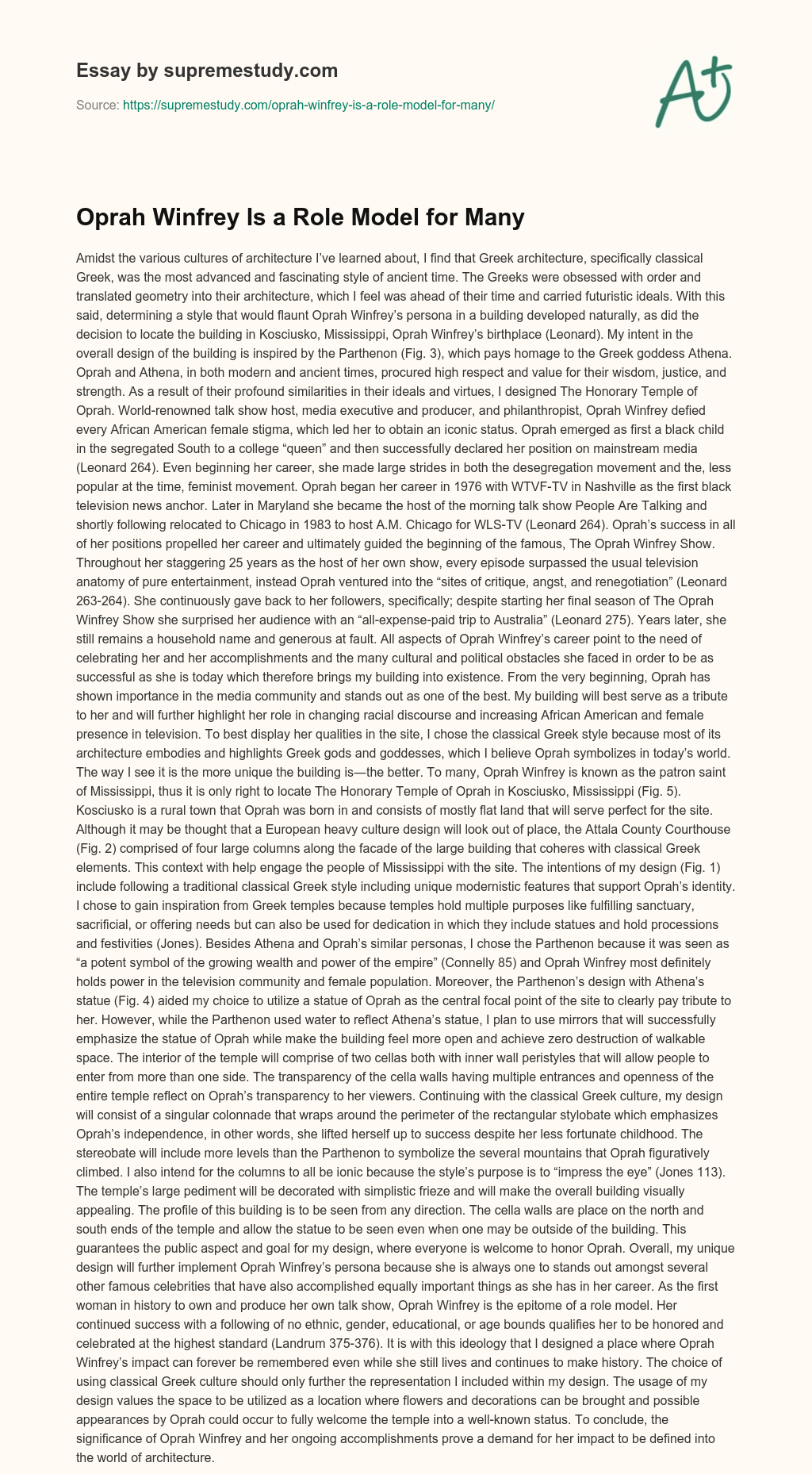 Oprah Winfrey Is a Role Model for Many essay