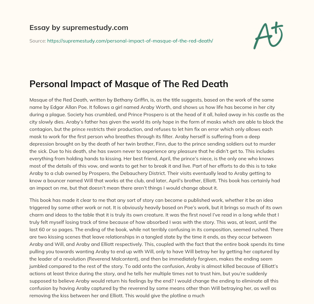 Personal Impact of Masque of The Red Death essay