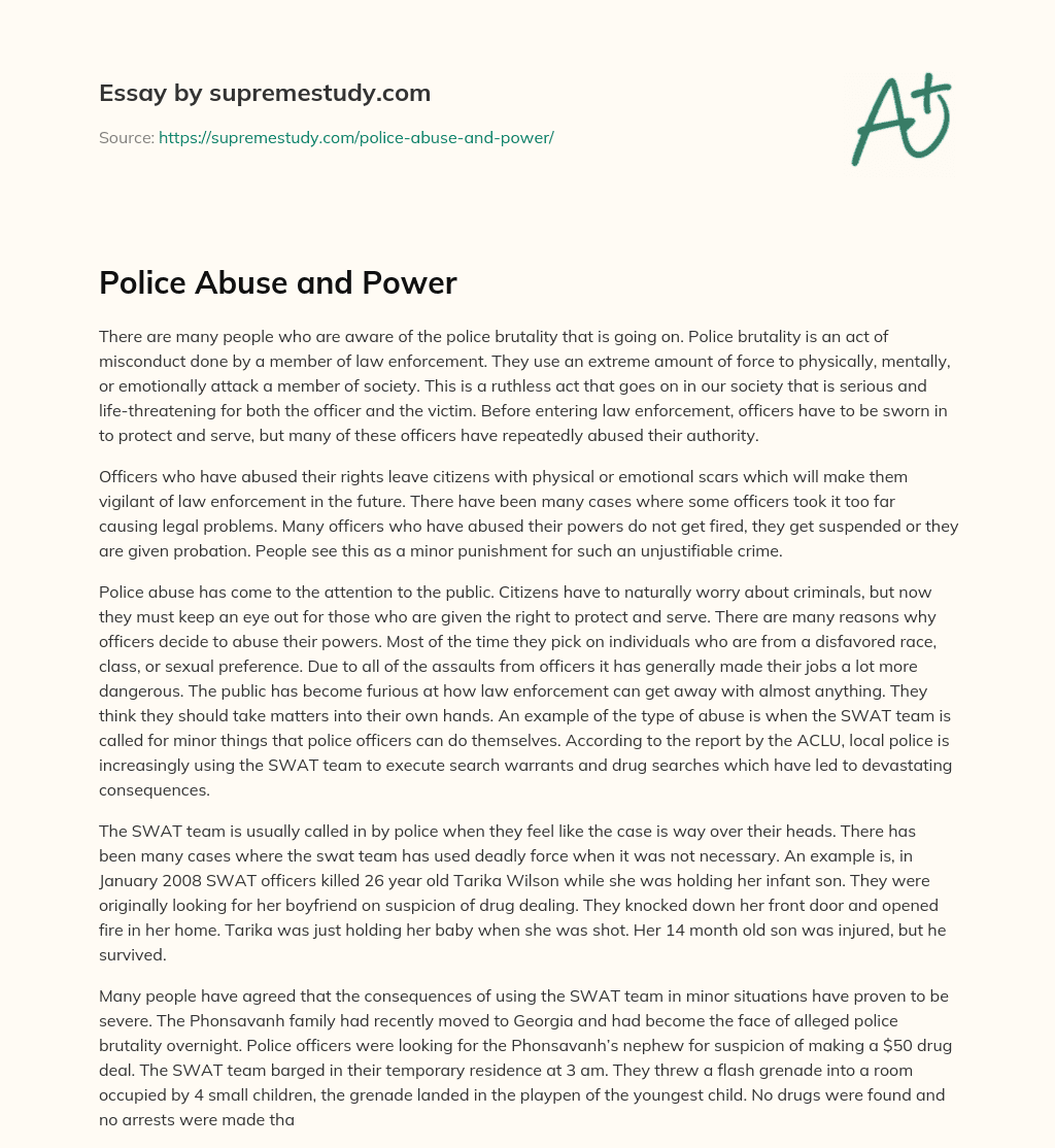 Police Abuse and Power essay