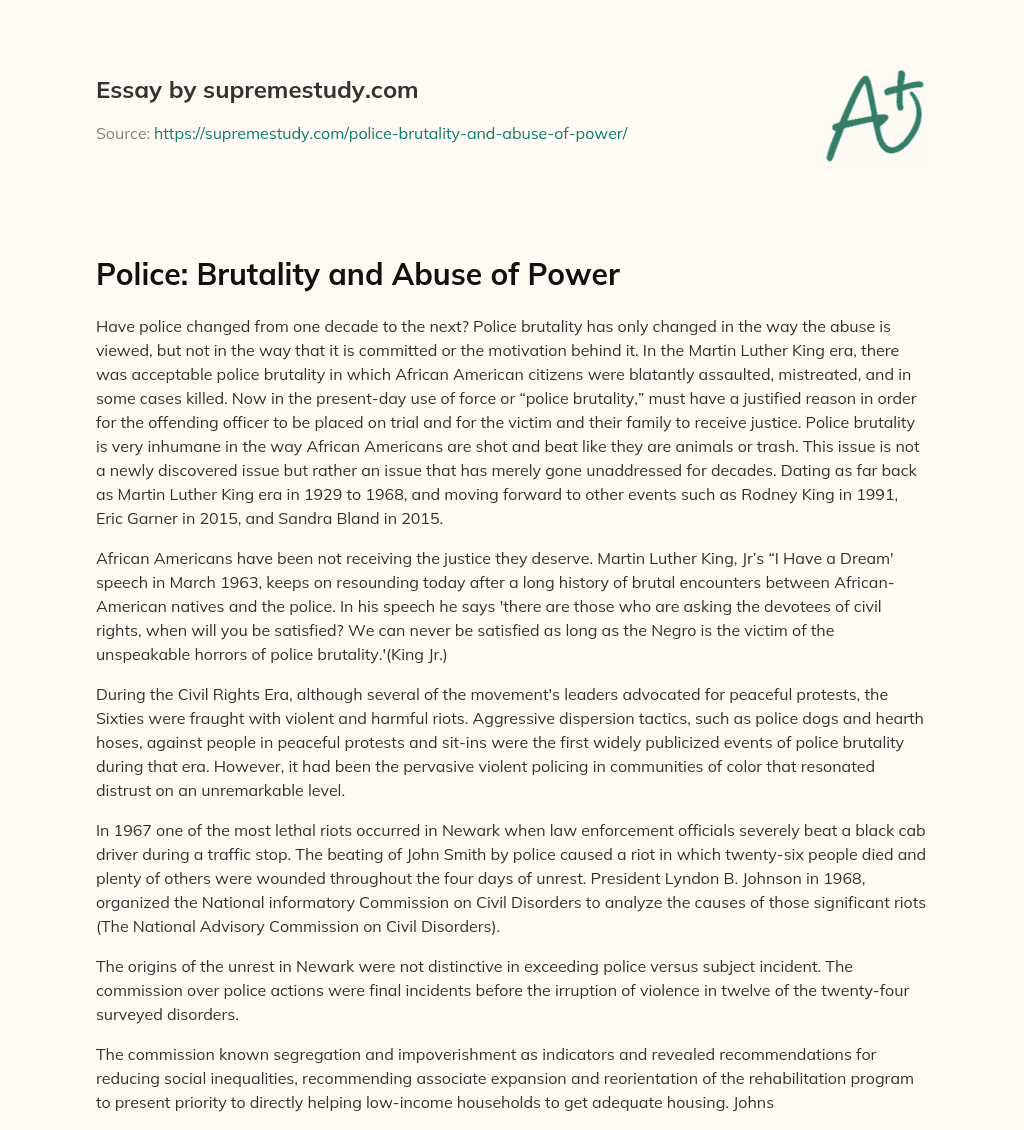 Police: Brutality and Abuse of Power essay