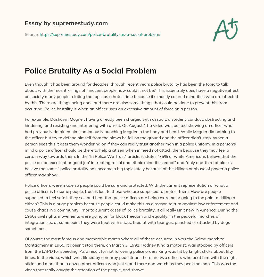 Police Brutality As a Social Problem essay