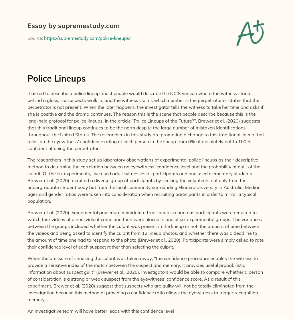 Police Lineups essay