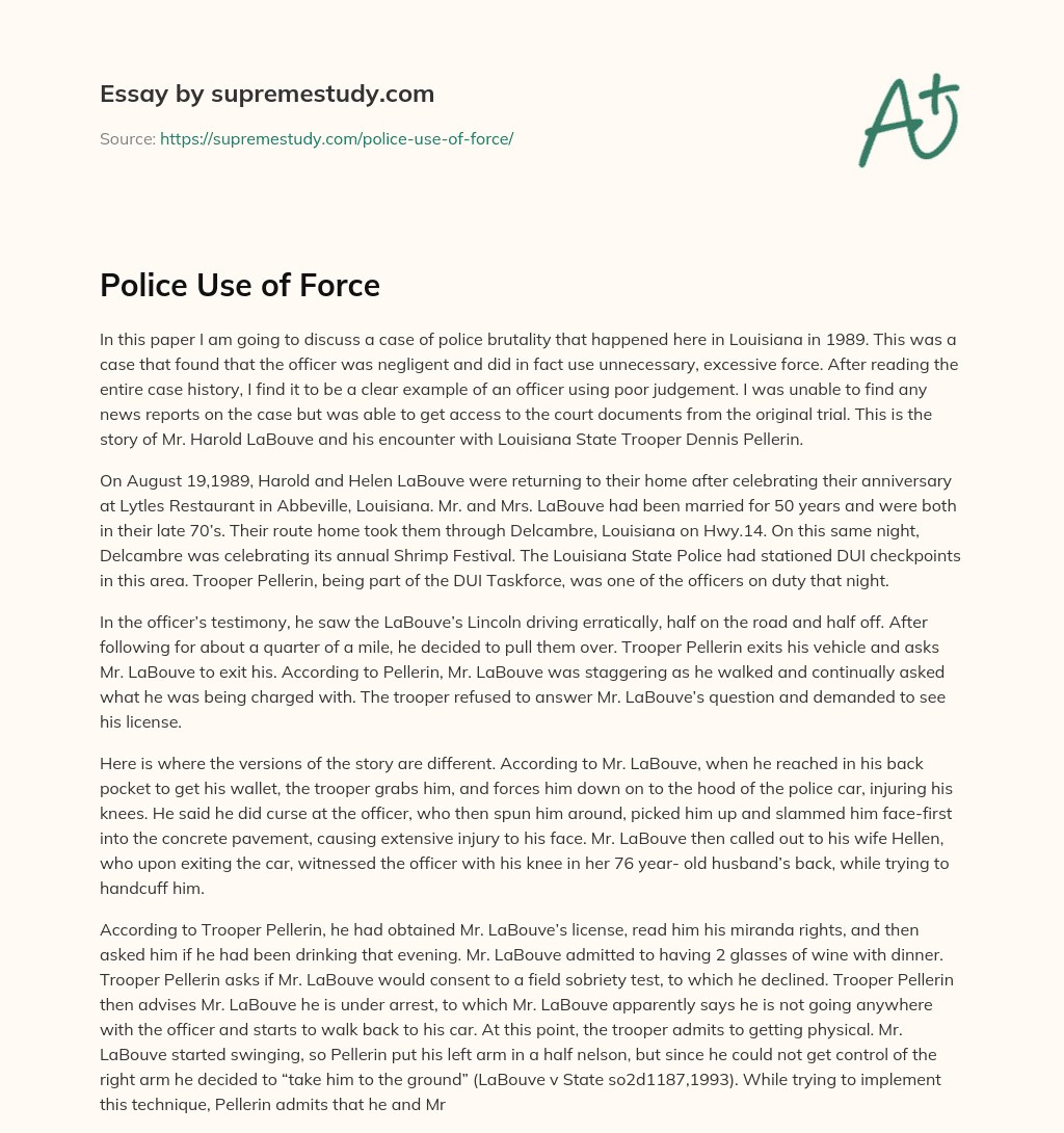 Police Use of Force essay