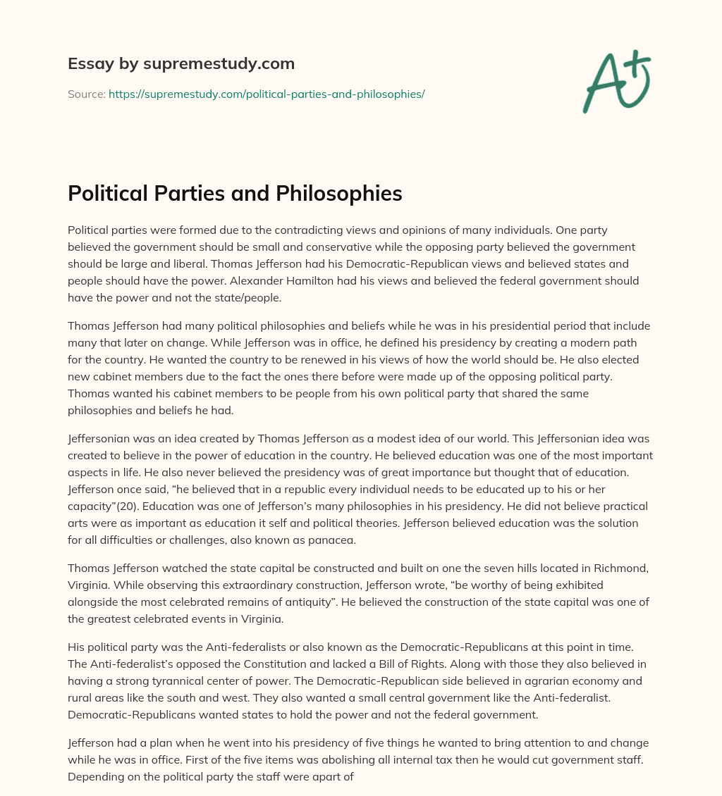 Political Parties and Philosophies  essay