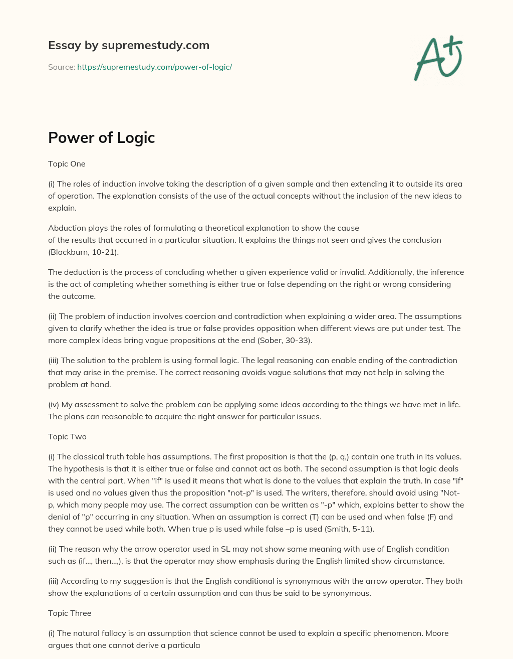 Power of Logic essay