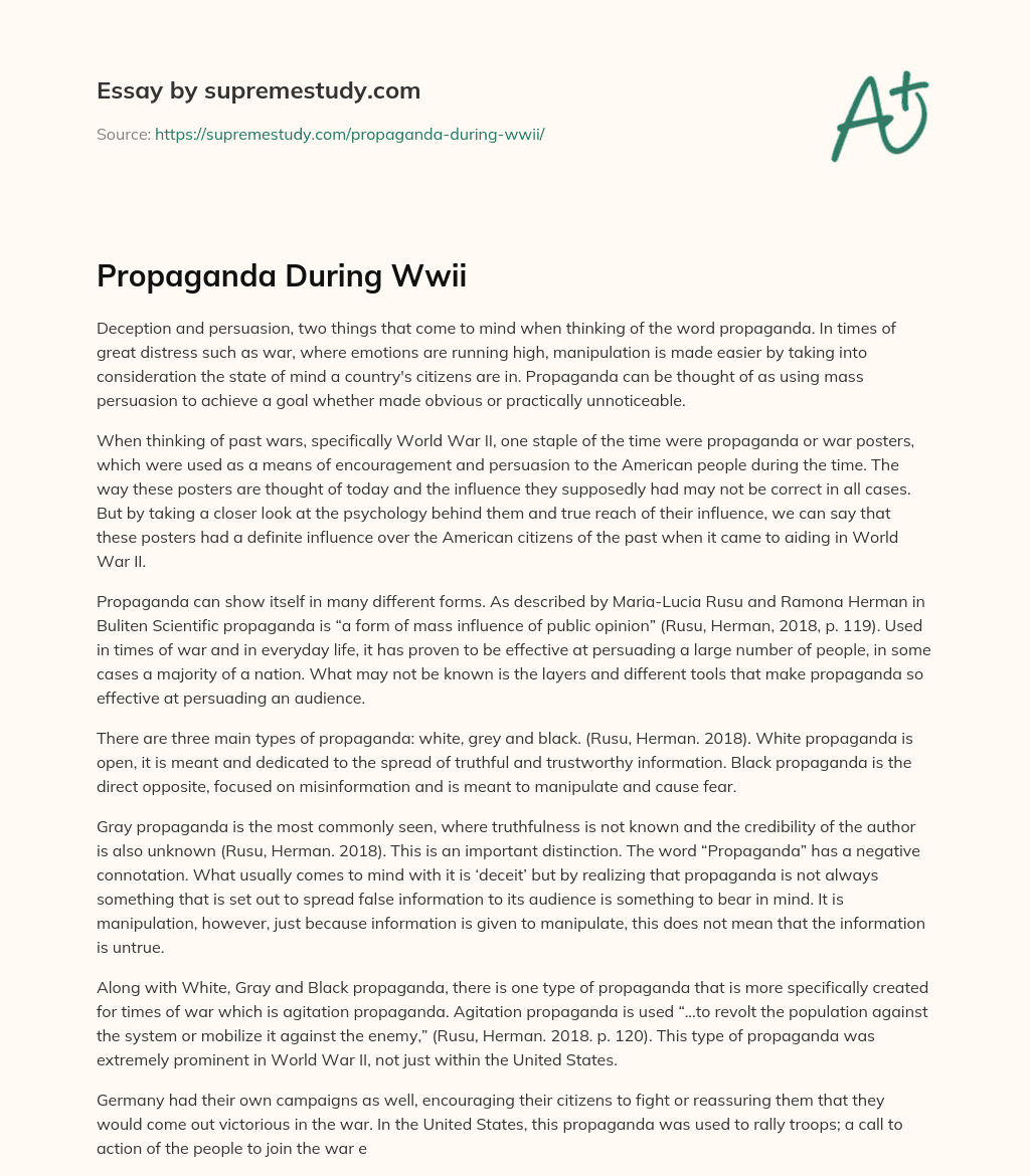 Propaganda During Wwii essay