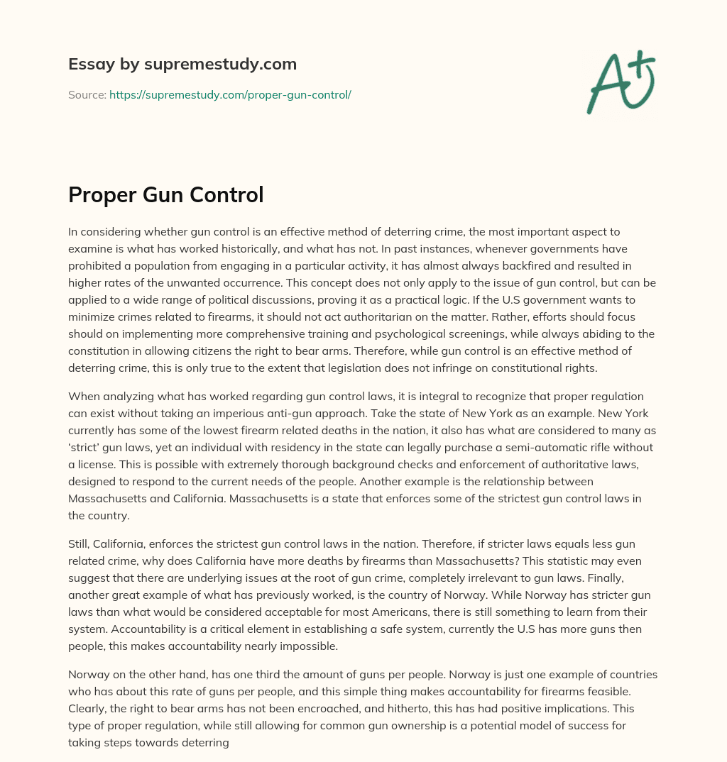 Proper Gun Control essay
