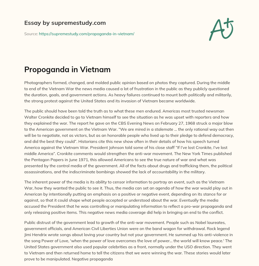 Propoganda in Vietnam essay