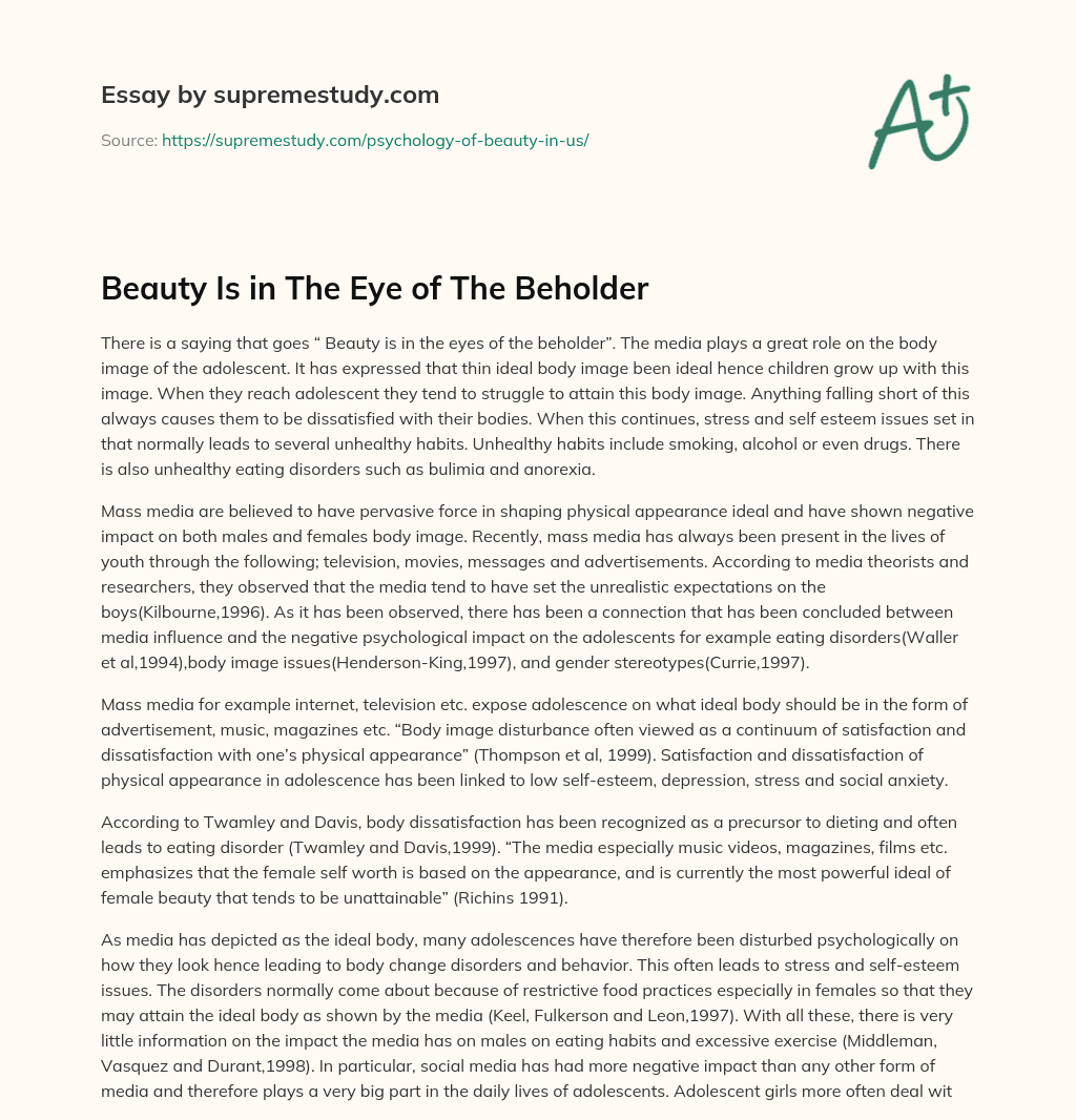 the beauty is in the eye of the beholder essay