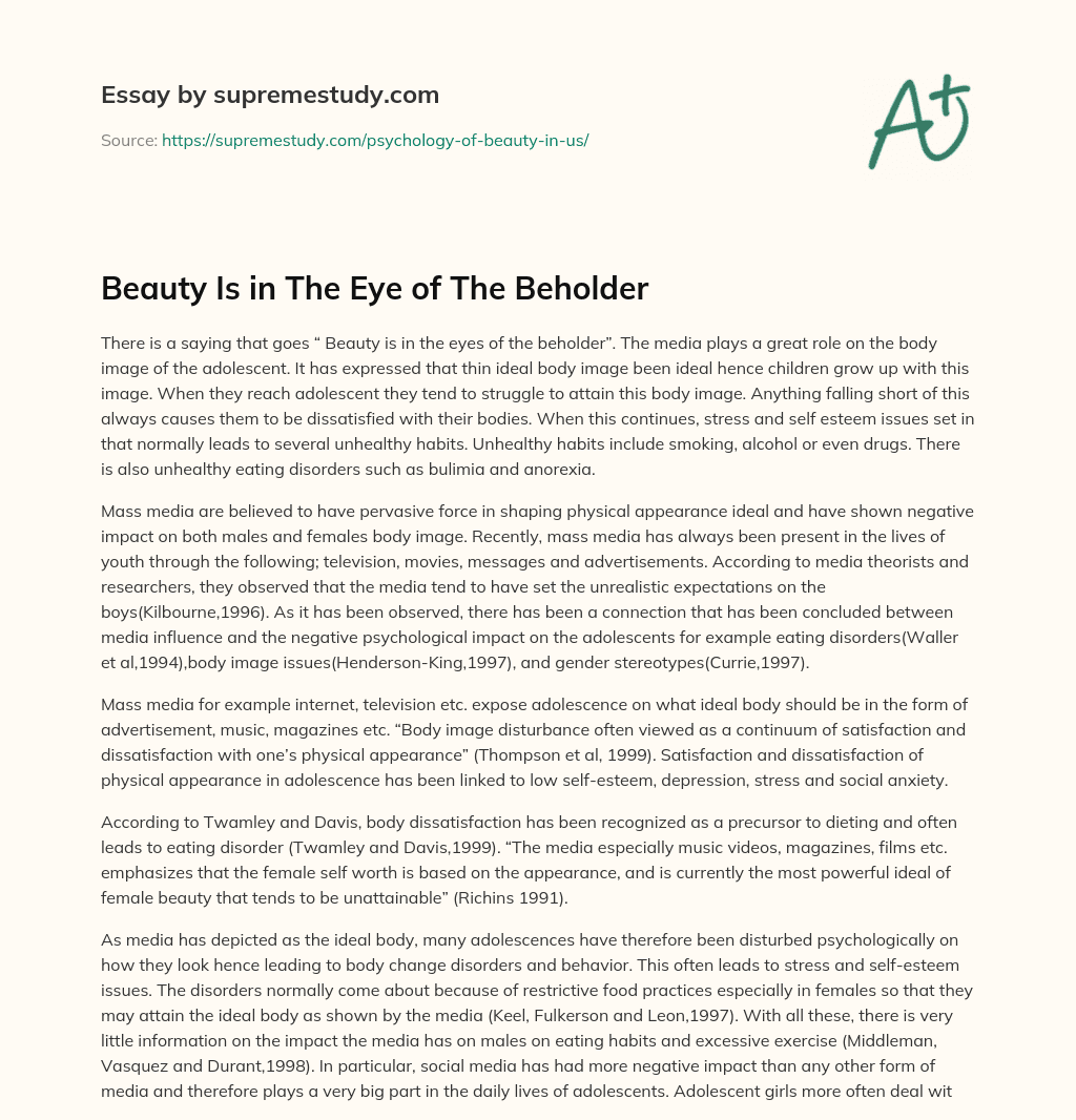 beauty is in the eye of the beholder short essay