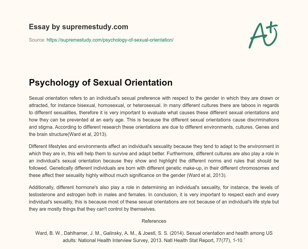 Psychology of Sexual Orientation essay