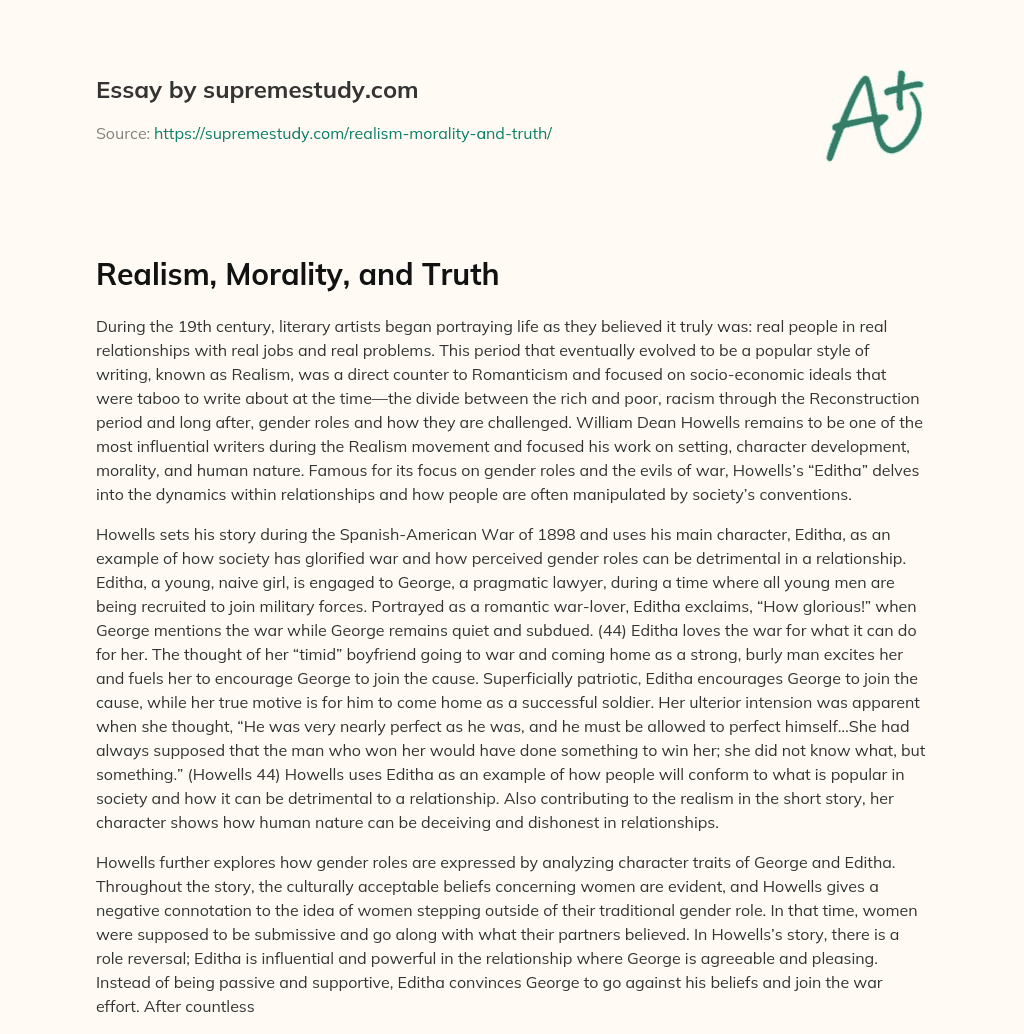 Realism, Morality, and Truth essay