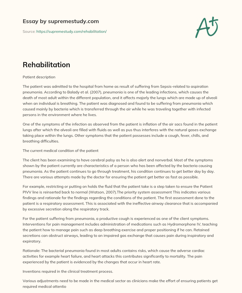 Rehabilitation essay