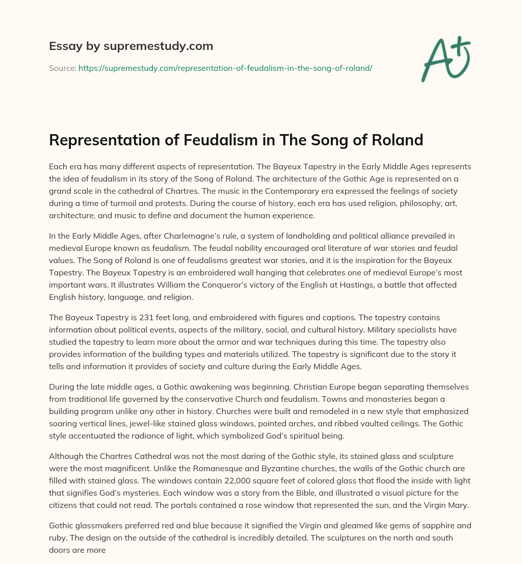 Representation of Feudalism in The Song of Roland essay
