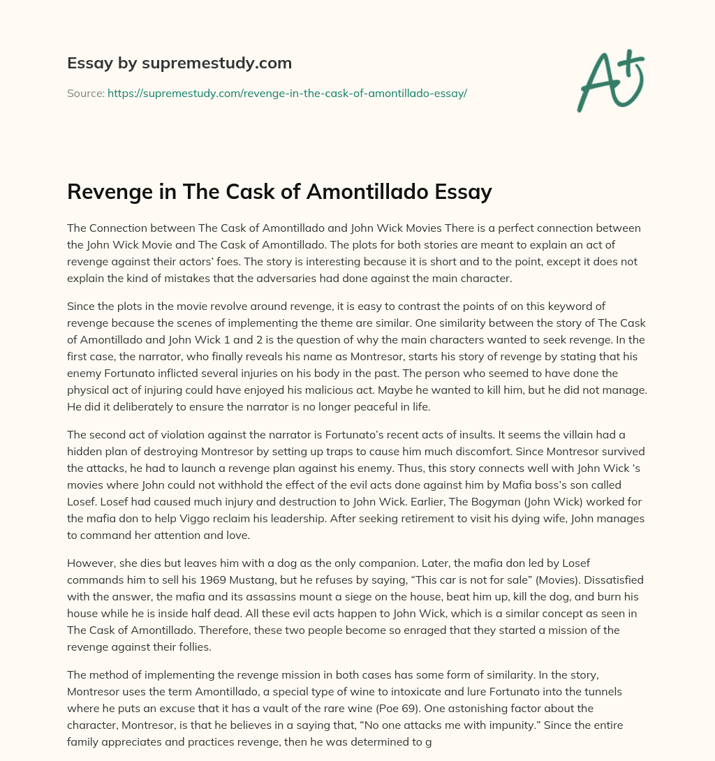 Revenge in The Cask of Amontillado Essay essay