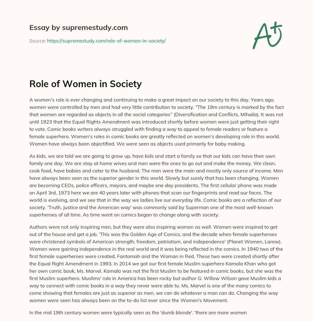Role of Women in Society essay
