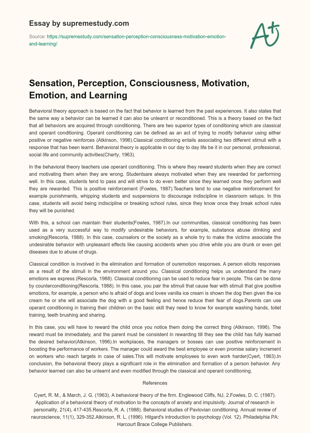 sensation and perception conclusion essay