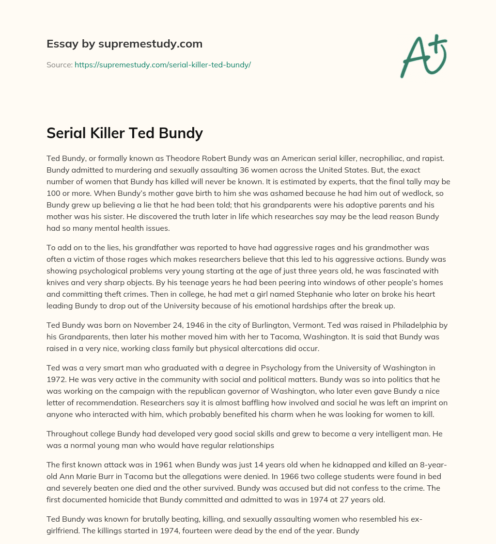 Serial Killer Ted Bundy essay