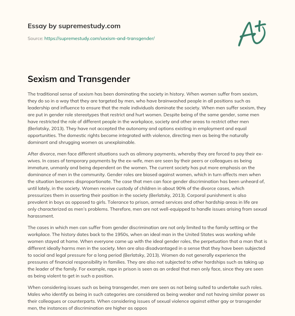 Sexism and Transgender essay