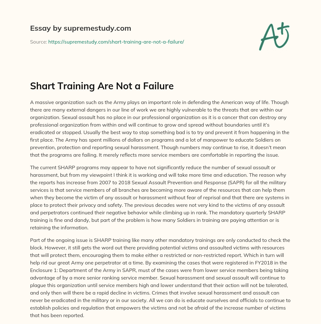 Shart Training Are Not a Failure essay