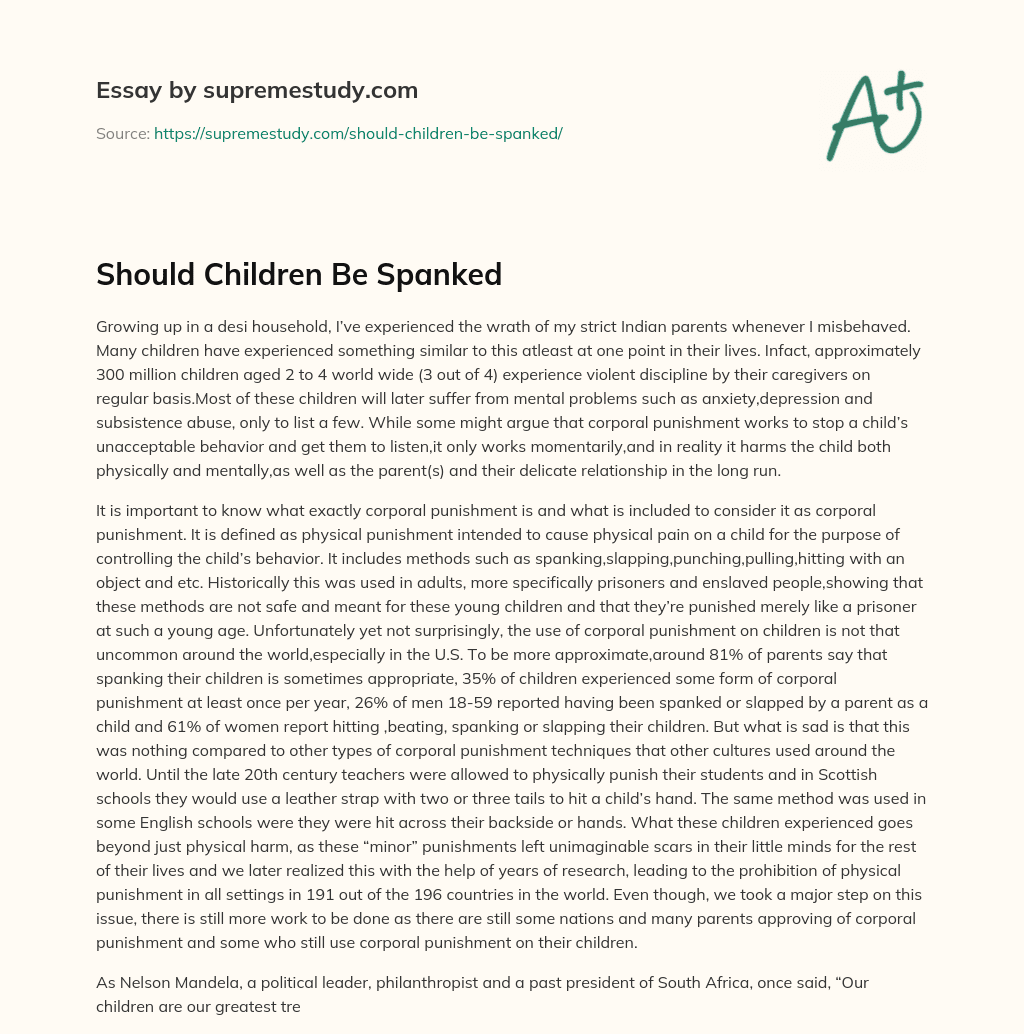 Should Children Be Spanked essay