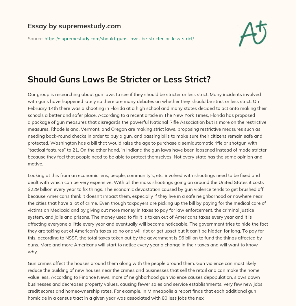 Should Guns Laws Be Stricter or Less Strict? essay