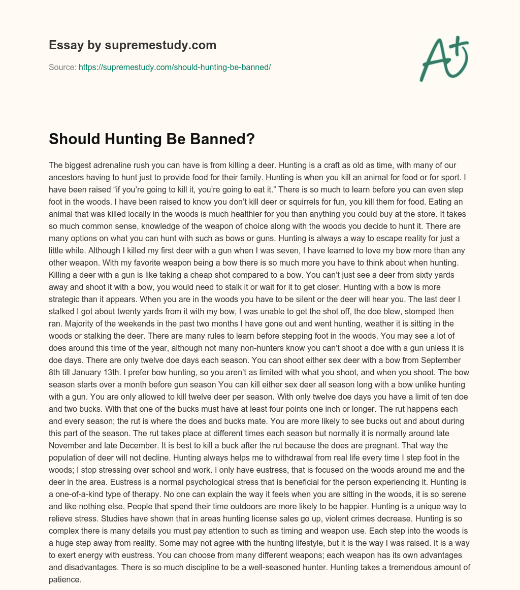 Should Hunting Be Banned? essay
