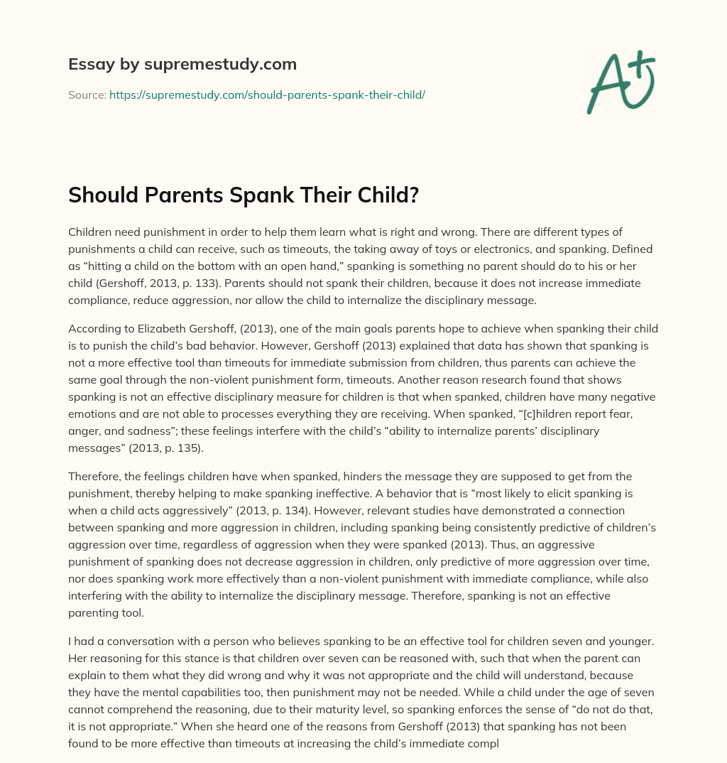 Should Parents Spank Their Child? essay