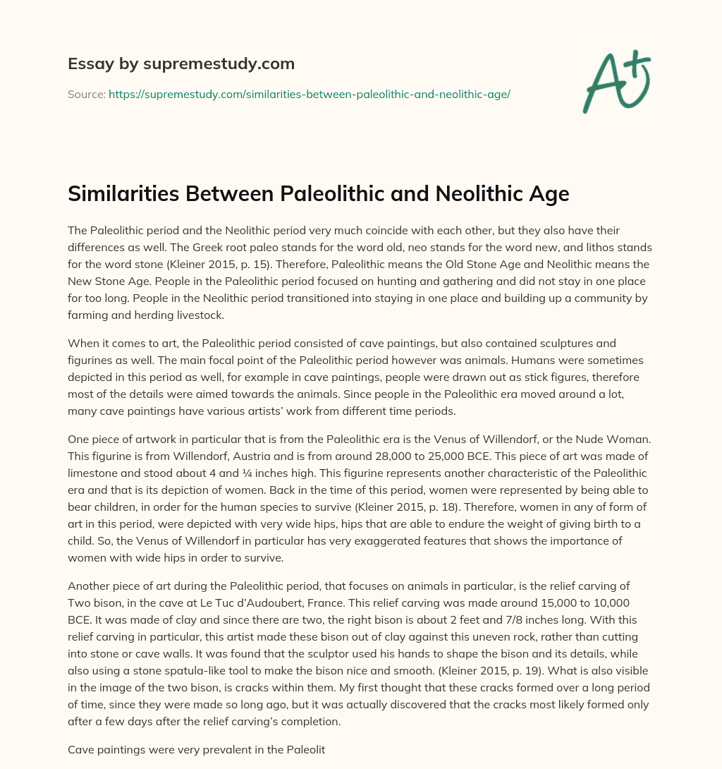 Similarities Between Paleolithic and Neolithic Age Free Essay Example