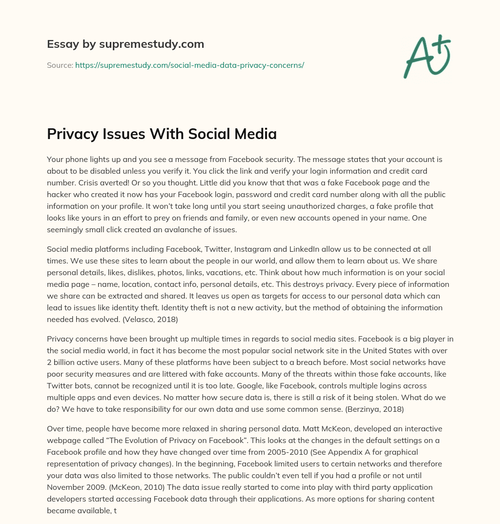 Privacy Issues With Social Media essay