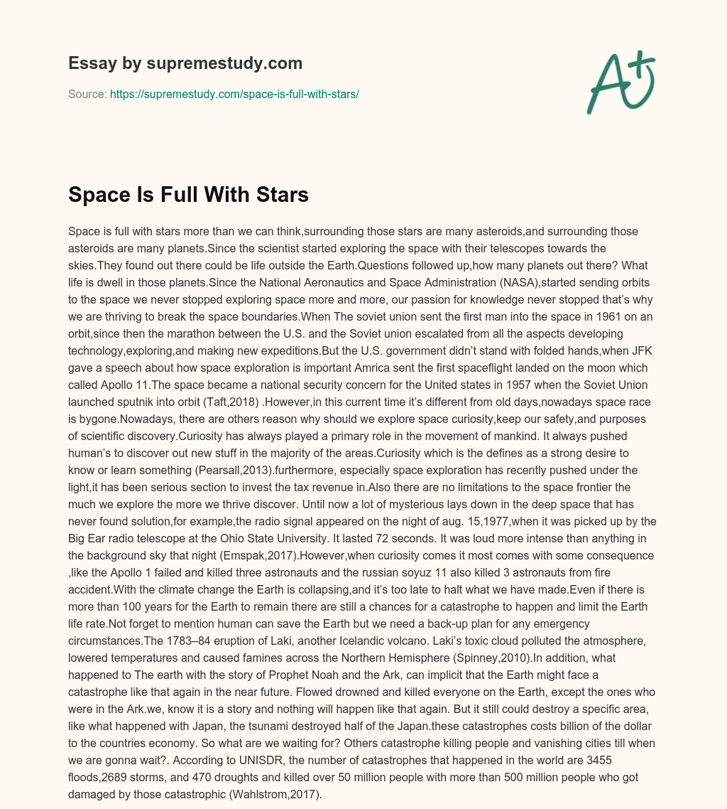 Space Is Full With Stars essay