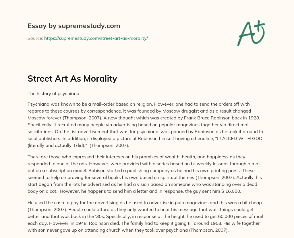 Street Art As Morality essay