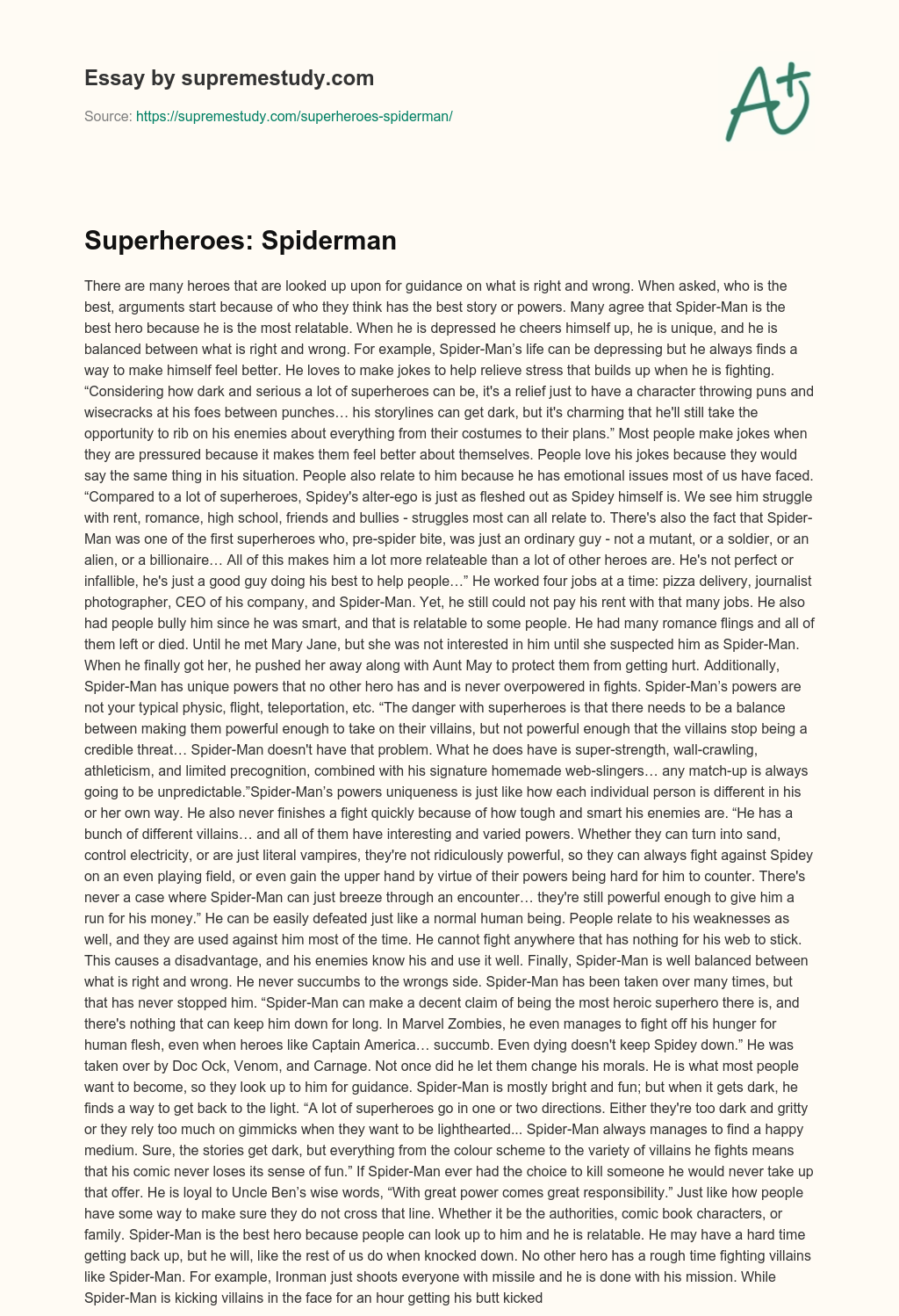 spider essay