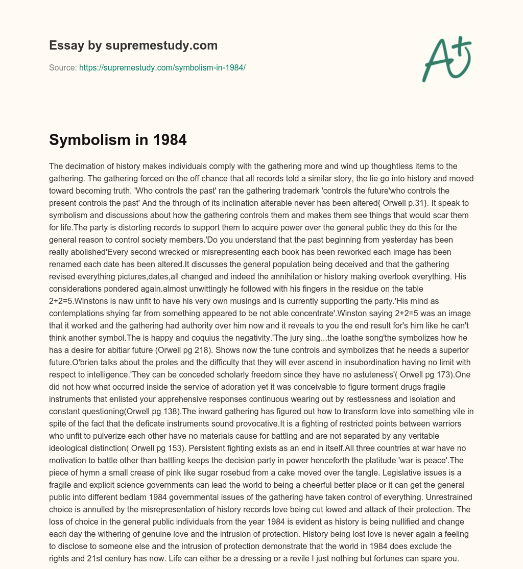 Symbolism in 1984 essay