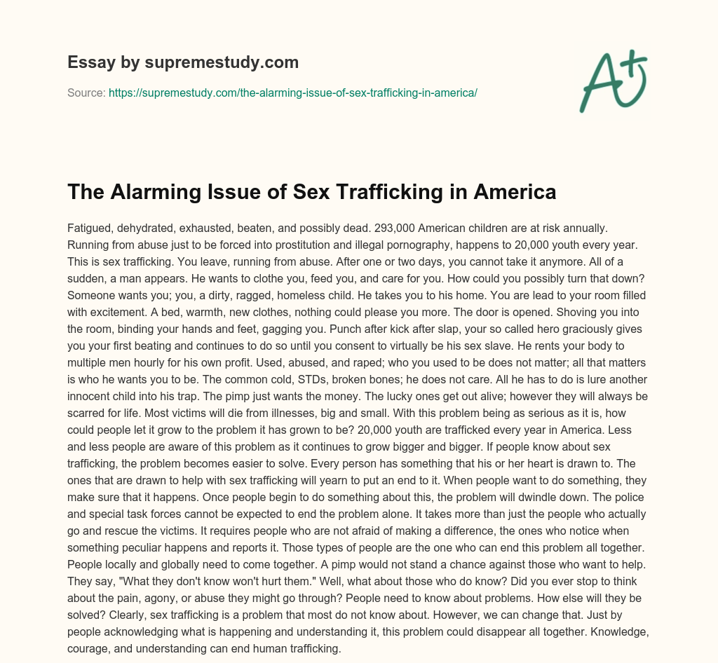 The Alarming Issue of Sex Trafficking in America essay
